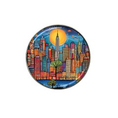 City New York Nyc Skyscraper Skyline Downtown Night Business Urban Travel Landmark Building Architec Hat Clip Ball Marker (4 Pack)