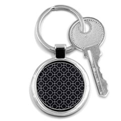 Geometric Pattern Design White Key Chain (round)