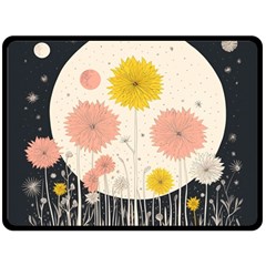 Space Flowers Universe Galaxy Two Sides Fleece Blanket (large)