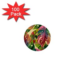 Monstera Colorful Leaves Foliage 1  Mini Buttons (100 Pack)  by Maspions