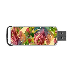 Monstera Colorful Leaves Foliage Portable Usb Flash (one Side) by Maspions