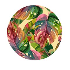 Monstera Colorful Leaves Foliage Mini Round Pill Box