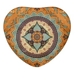 Mandala Floral Decorative Flower Heart Glass Fridge Magnet (4 Pack) by Maspions