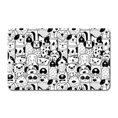 Seamless Pattern With Black White Doodle Dogs Magnet (rectangular)