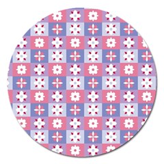 Flower Art Pattern Geometric Magnet 5  (round)