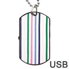 Stripes Pattern Abstract Retro Vintage Dog Tag Usb Flash (two Sides)