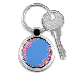 Flowers Space Frame Ornament Key Chain (round)