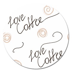 Seamless Pattern Coffee Text Magnet 5  (round)