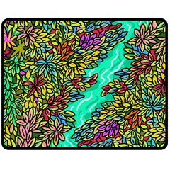 Background Leaves River Nature Fleece Blanket (medium) by Maspions