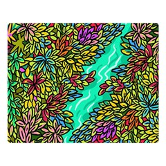 Background Leaves River Nature Two Sides Premium Plush Fleece Blanket (large) by Maspions