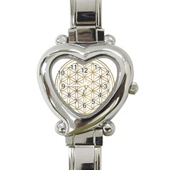 Gold Flower Of Life Sacred Geometry Heart Italian Charm Watch by Maspions