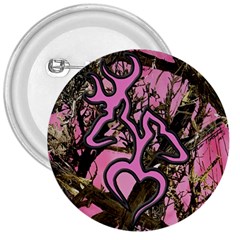 Pink Browning Deer Glitter Camo 3  Buttons