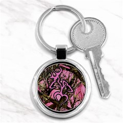 Pink Browning Deer Glitter Camo Key Chain (round) by Maspions