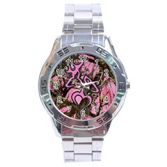 Pink Browning Deer Glitter Camo Stainless Steel Analogue Watch by Maspions