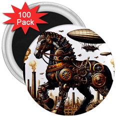 Steampunk Horse Punch 1 3  Magnets (100 Pack) by CKArtCreations