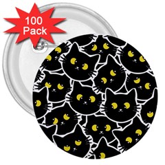 Cat Pattern Pet Drawing Eyes 3  Buttons (100 Pack)  by Maspions