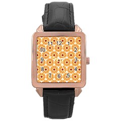 Pattern Shape Design Art Drawing Rose Gold Leather Watch 