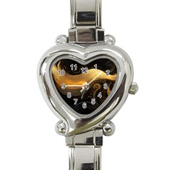 Abstract Gold Wave Background Heart Italian Charm Watch