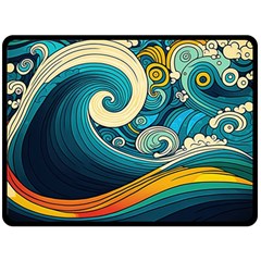 Waves Ocean Sea Abstract Whimsical Art Two Sides Fleece Blanket (large)