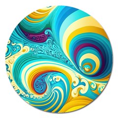 Abstract Waves Ocean Sea Whimsical Magnet 5  (round)