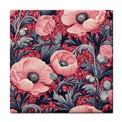 Vintage Floral Poppies Tile Coaster by Grandong