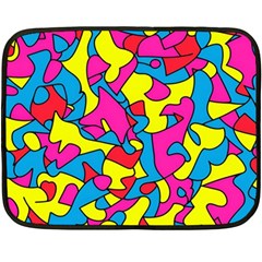 Colorful-graffiti-pattern-blue-background Two Sides Fleece Blanket (mini) by designsbymallika