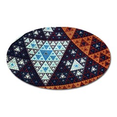 Fractal Triangle Geometric Abstract Pattern Oval Magnet by Cemarart