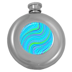 Pattern Swirl Pink Green Aqua Round Hip Flask (5 Oz) by Ndabl3x