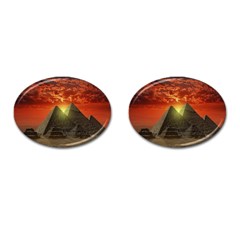 Pyramids Egypt Monument Landmark Sunrise Sunset Egyptian Cufflinks (oval) by Proyonanggan