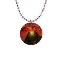 Pyramids Egypt Monument Landmark Sunrise Sunset Egyptian 1  Button Necklace by Proyonanggan