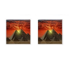 Pyramids Egypt Monument Landmark Sunrise Sunset Egyptian Cufflinks (square) by Proyonanggan