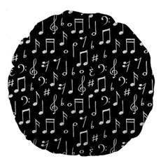 Chalk Music Notes Signs Seamless Pattern Large 18  Premium Round Cushions