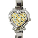 Bees Pattern Honey Bee Bug Honeycomb Honey Beehive Heart Italian Charm Watch Front