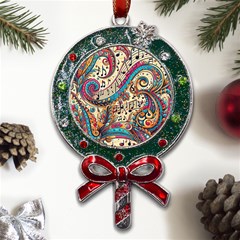 Paisley Print Musical Notes Metal X mas Lollipop With Crystal Ornament by RiverRootz