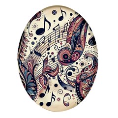 Paisley Print Musical Notes8 Oval Glass Fridge Magnet (4 Pack) by RiverRootz