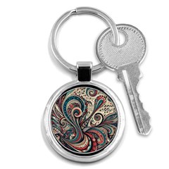 Paisley Print Musical Notes6 Key Chain (round) by RiverRootz