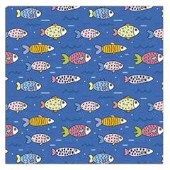 Sea Fish Blue Submarine Animals Patteen Square Satin Scarf (36  X 36 )