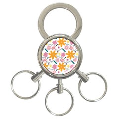 Pattern Background Vintage Floral 3-ring Key Chain