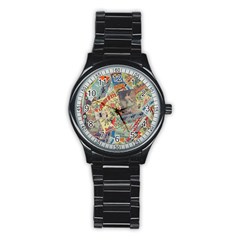 Paper Scattered Vintage Stainless Steel Round Watch