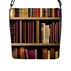 Books Bookshelves Office Fantasy Background Artwork Book Cover Apothecary Book Nook Literature Libra Flap Closure Messenger Bag (l) by Posterlux