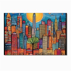 City New York Nyc Skyscraper Skyline Downtown Night Business Urban Travel Landmark Building Architec Postcard 4 x 6  (pkg Of 10)