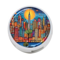 City New York Nyc Skyscraper Skyline Downtown Night Business Urban Travel Landmark Building Architec 4-port Usb Hub (one Side) by Posterlux