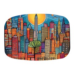 City New York Nyc Skyscraper Skyline Downtown Night Business Urban Travel Landmark Building Architec Mini Square Pill Box