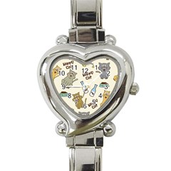 Happy Cats Pattern Background Heart Italian Charm Watch