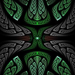 Fractal Green Black 3d Art Floral Pattern Play Mat (square) by Cemarart