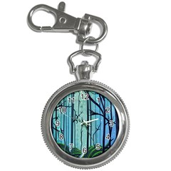 Nature Outdoors Night Trees Scene Forest Woods Light Moonlight Wilderness Stars Key Chain Watches by Grandong