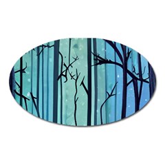 Nature Outdoors Night Trees Scene Forest Woods Light Moonlight Wilderness Stars Oval Magnet by Grandong