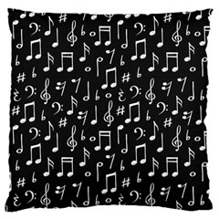 Chalk Music Notes Signs Seamless Pattern Large Premium Plush Fleece Cushion Case (two Sides) by Ravend