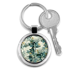 Vintage Retro Flowers Leaves Foliage Plants Key Chain (round) by Ndabl3x