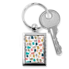 Cute Seamless Pattern Happy Kitty Kitten Cat Key Chain (rectangle) by Hannah976